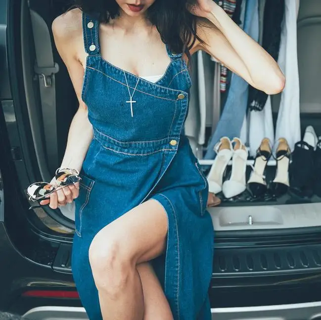 Летнее Ковбойское платье без рукавов с V-образным вырезом | Женская одежда