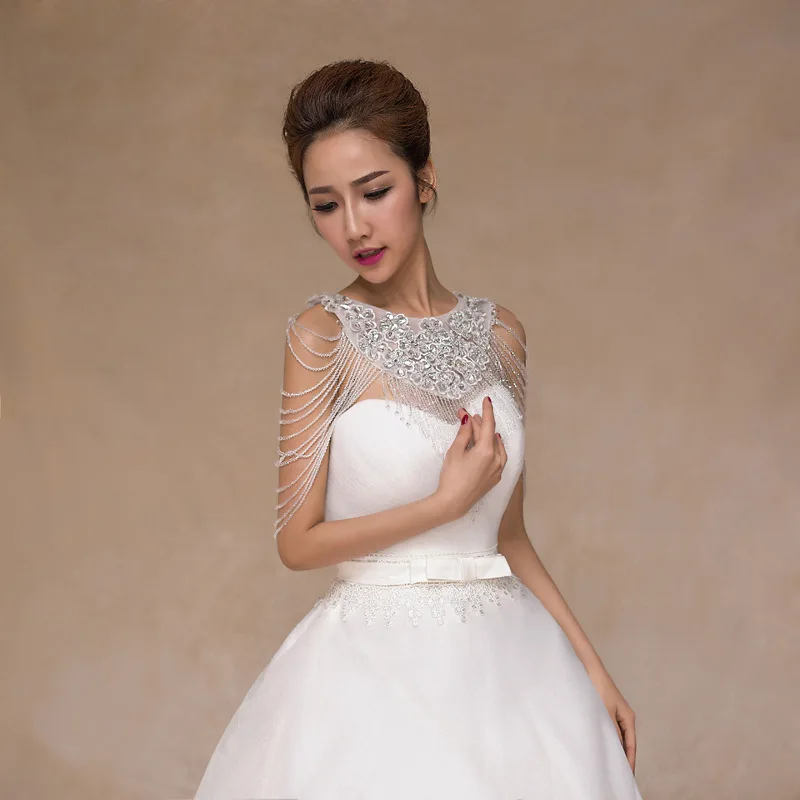 JaneVini роскошные, Украшенные стразами Свадебные цепь плечо ожерелья Bling Ювелирные изделия из кристаллов Для женщин вечерние свадебное плеча Обёрточная бумага цепи