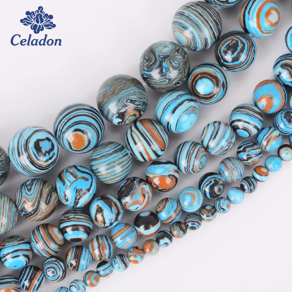 Новые модные бусины из искусственного синего малахита бусы для женщин Diy колье и
