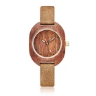Женские деревянные часы, женские наручные часы, деревянный чехол, кожаный ремешок, Ретро Женские кварцевые наручные часы, женские часы