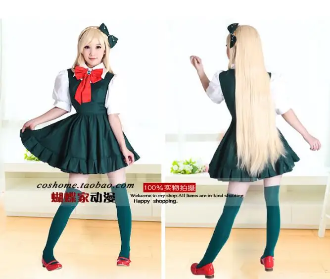 

Anime Danganronpa cosplay Sonia Nevermind cos fashion new green dress cosplay woman costume