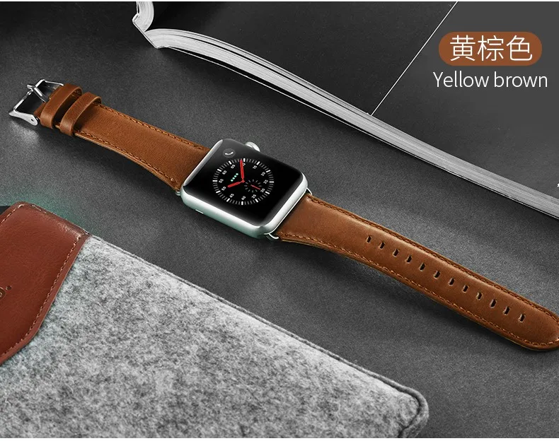 HOCO ремешок из натуральной кожи для Apple Watch 4 3 2 1 42 мм 44 мм 38 мм 40 мм первый слой крупного рогатого скота кожаный ремешок коричневый браслет цвета кофе