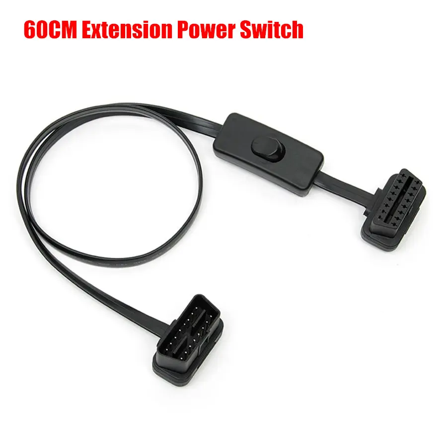 16PIN 60CM Switch OBD2 16Pin штекер разъем для ELM327 удлинитель OBD кабель OBDII EOBD ODB2 16 Pin OBD 2 адаптер открытие женский кабель - Цвет: 16PIN 60CM Switch