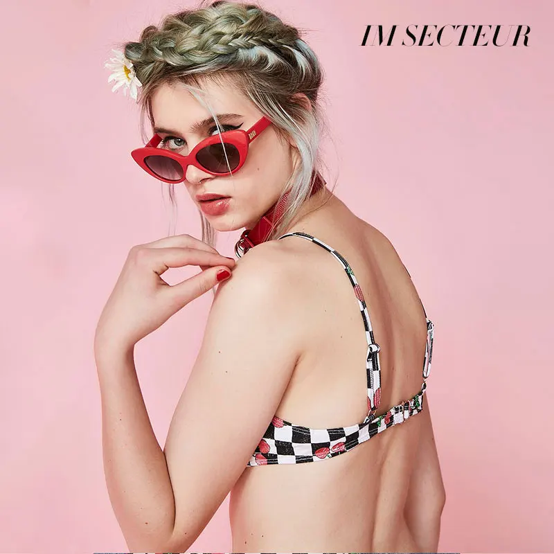IM SECTEUR Cherry Tart бюстгальтер милый клетчатый Brallete Push Up Белье Сексуальный плед плюс размеры VS секрет кружево декольте нижнее белье