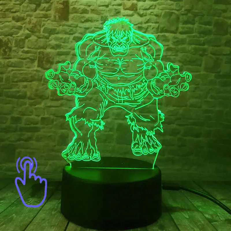 Touch Switch 1 Светильник Мстители Железный человек модель 3D иллюзия светодиодный ночной Светильник красочный светильник Человек-паук Marvel Thonas фигурка игрушки - Цвет: Touch Switch 1