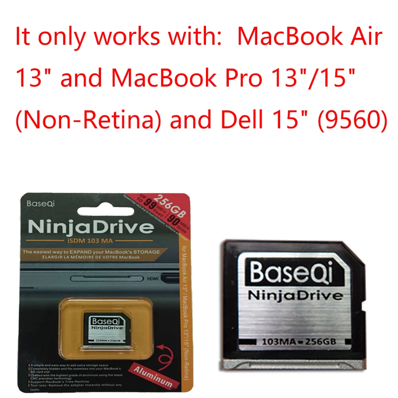 Baseqi Ninja Stealth Drive 256G Алюминиевый Minidrive SD карта для Macbook Air 13 дюймов|minidrive macbook|minidrive air |