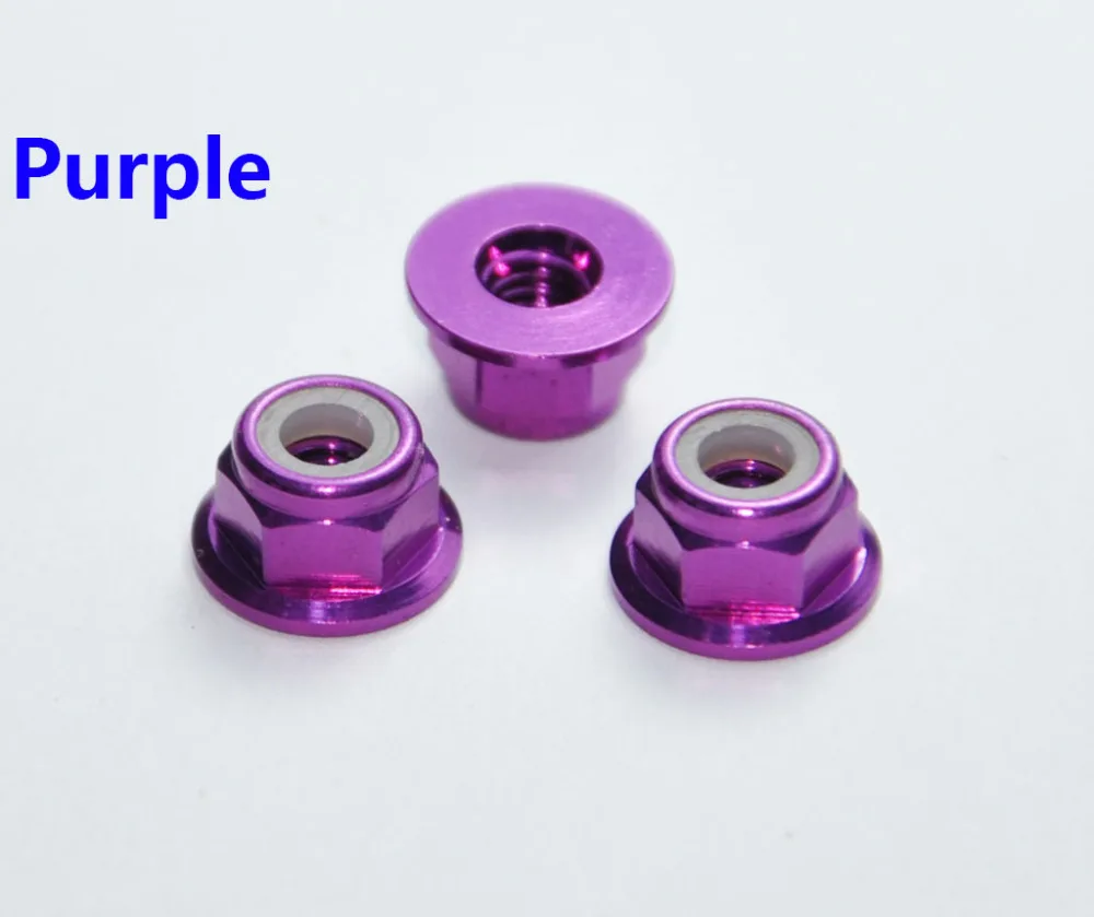 50pcs/lot High Quality M6 Colourful Anodized Silver/Black/Deep blue/light blue/red Colour Aluminum Alloy Flange Nylon Lock Nuts |