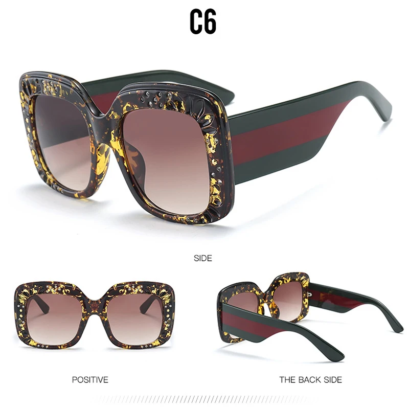 SALUTTO New Fashion Square Sunglasses Women Brand Designer 2018 Diamond decoration Vintage Female Sun glasses Oculos UV400 | Аксессуары