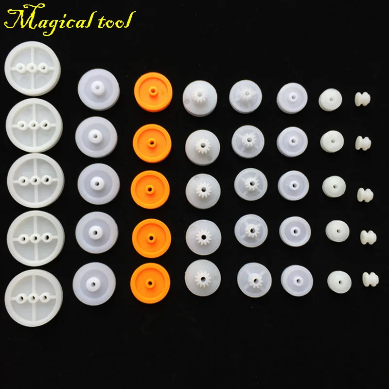 Набор пластиковых колесных комплектов сделай сам 40 шт. шкив с ремнем Резиновая