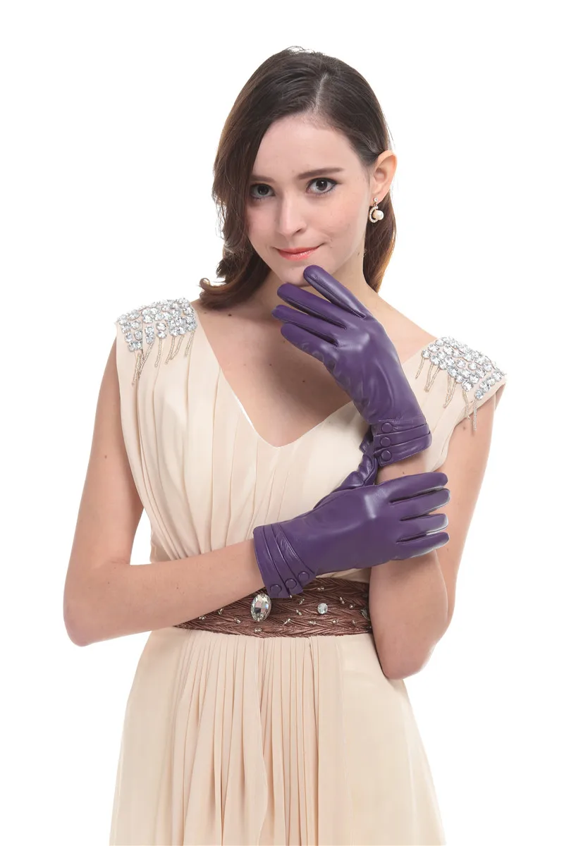Женские перчатки из натуральной кожи фиолетовые кожаные перчатки|gloves purple|women genuine