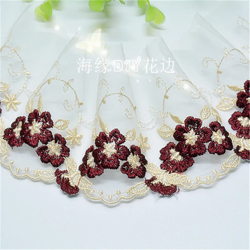 5yds 5Colors Embroidery Flower Applique Lace Bridal Dress Sewing Trims Doll Clothes Decoration skirt Mesh 8cm LC0135 | Дом и сад