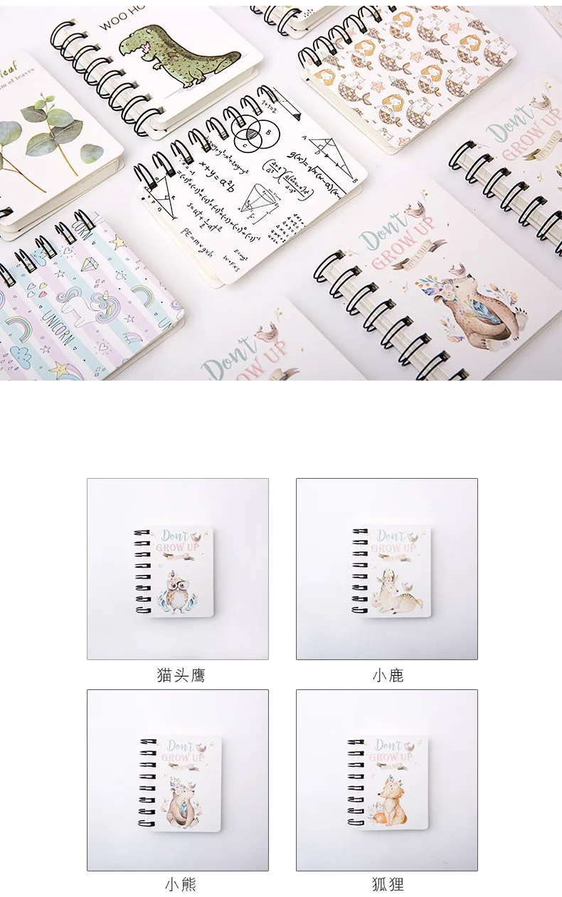 Kawaii милые Мультяшные животные Единорог кошка мини блокнот на спирали ежедневник еженедельник записная книжка органайзер для времени школьные принадлежности