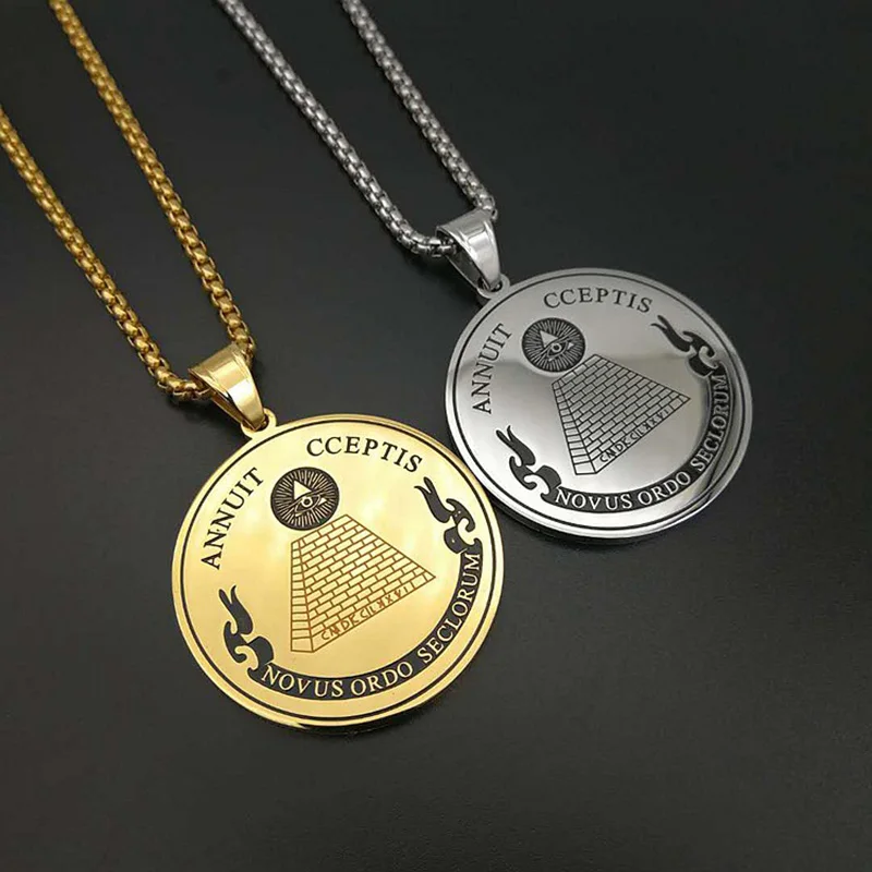 Круглое ожерелье с подвеской Novus ordo seclorum Ювелирное Украшение в стиле масонской