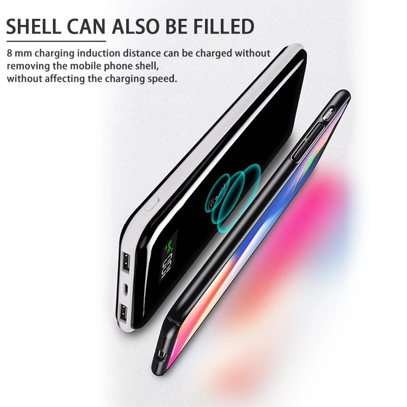 NOHON Беспроводная Быстрая зарядка Dual USB Power Bank зарядное устройство для iPhone Huawei Xiaomi