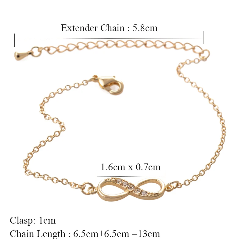 Shuangshuo 2017 New Fashion Infinity Bracelet for Women with Crystal Stones Number 8 Chain Bracelets bileklik|bracelets for|infinity braceletchain
