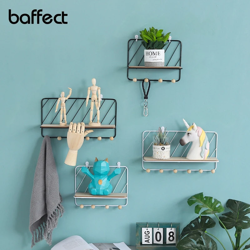 Настенная полка Baffect настенный держатель из железа и дерева в скандинавском
