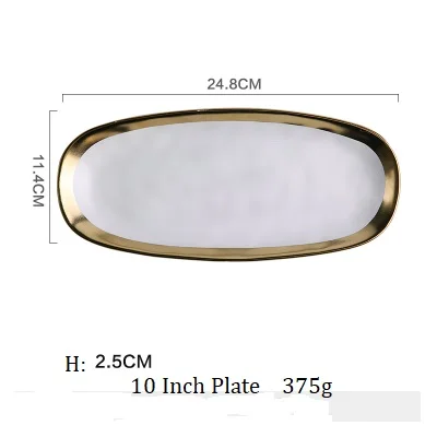 10 Inch Plate NIMITIME Европейский Стиль Керамические Золотые неправильные домашние блюда для бифштекса Западная еда блюдо ужин суп лапша миска посуда - Цвет: 10 Inch Plate