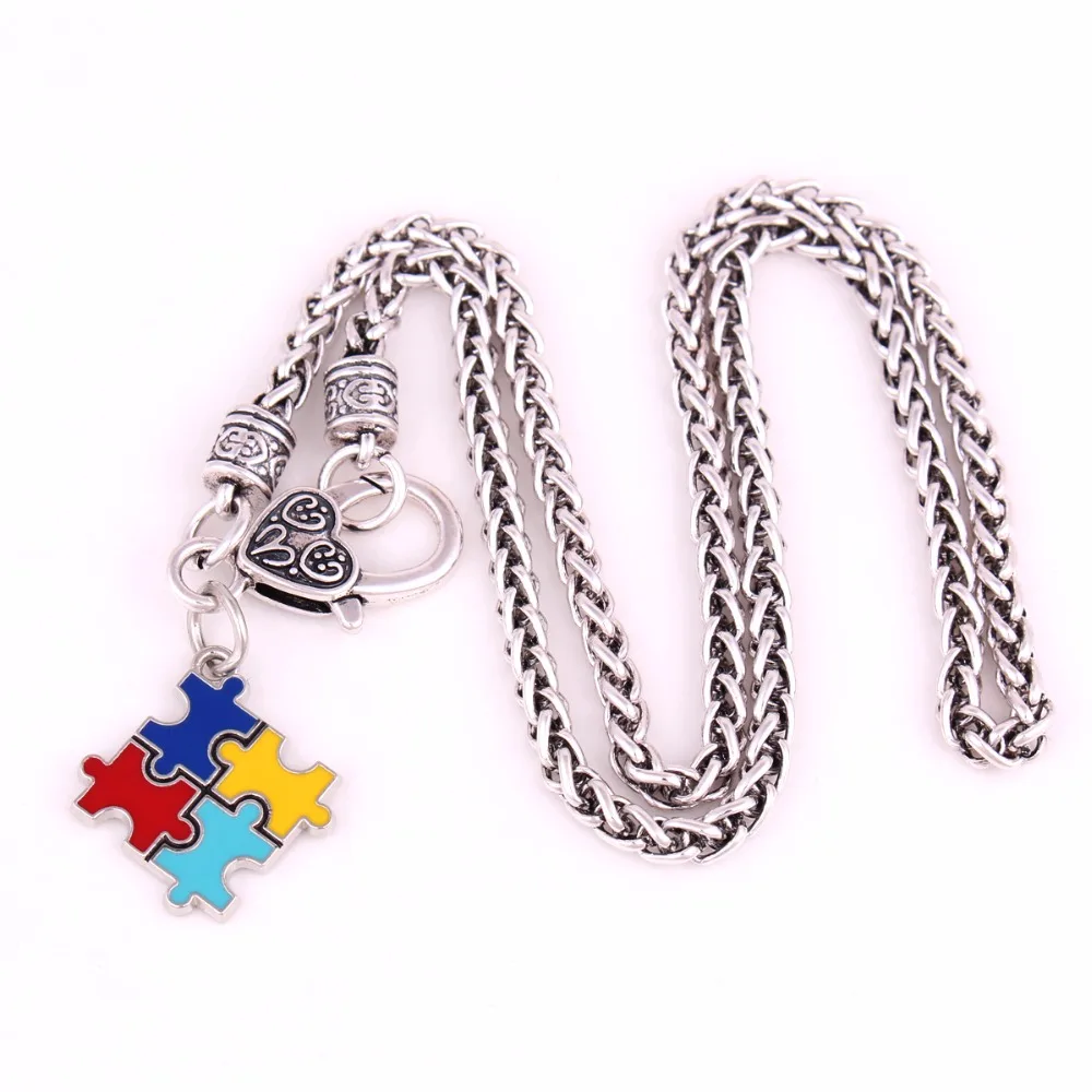 Разноцветная эмалированная подвеска пазл в виде звеньев пшеницы|pendant with chain|puzzle