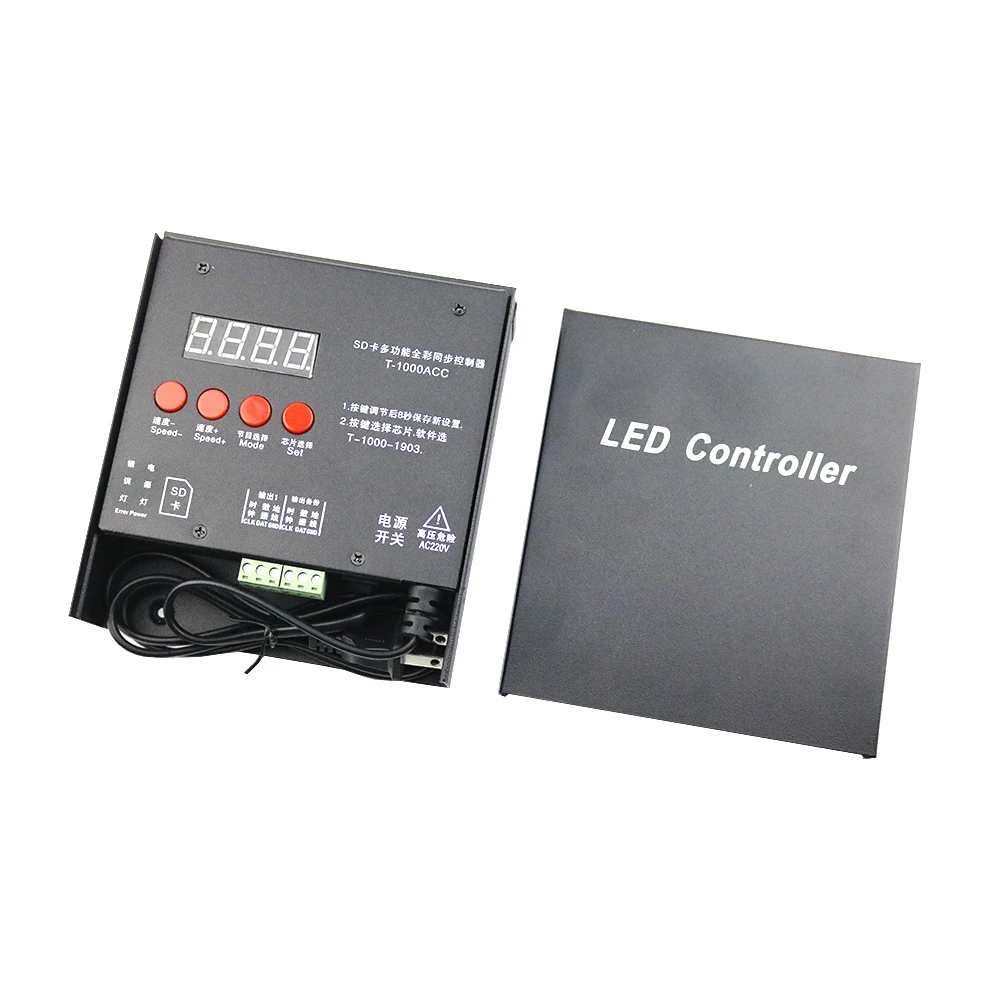T-1000 T-1000ACC контроллер 220 V/110 V SD Card пикселей программа для WS2801 WS2812B WS2811 SK6812 RGB Светодиодные ленты 2048 Пиксели DC5-24V
