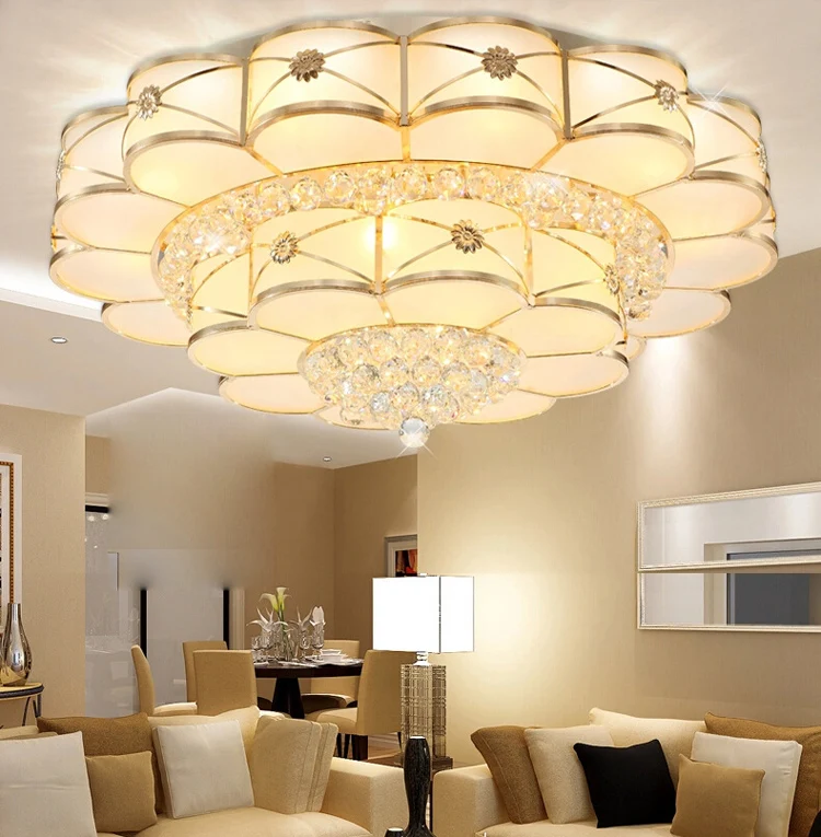 Золотая хрустальная люстра современный потолочный светильник для гостиной