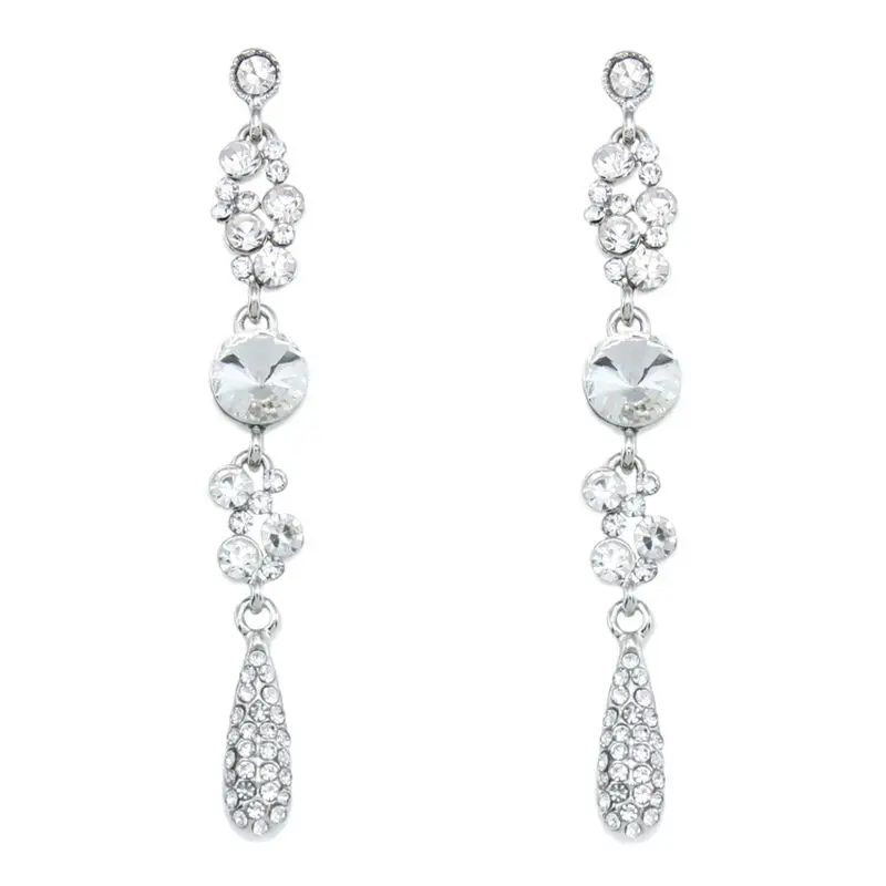 Silver Женские длинные висячие серьги с черными кристаллами, стразы, готические черные серьги, женские ретро модные аксессуары, ювелирные изделия ersh47 - Окраска металла: Silver