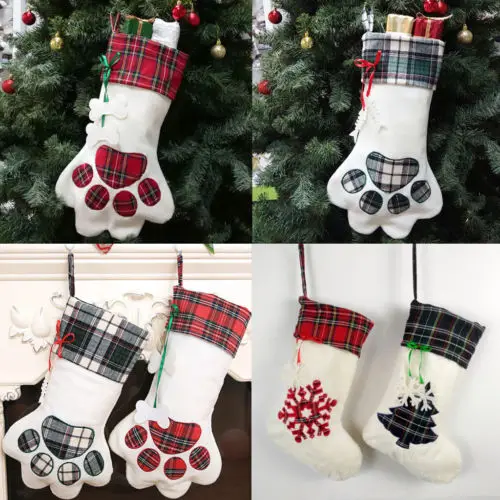 1 шт. клетчатые рождественские подарочные сумки хлопковая навесная сумка яблоко