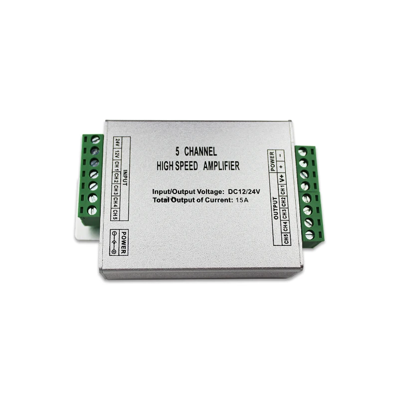 

5 Channel High Speed RGBWW led amplifier;DC12-24V input;3A*5CH output