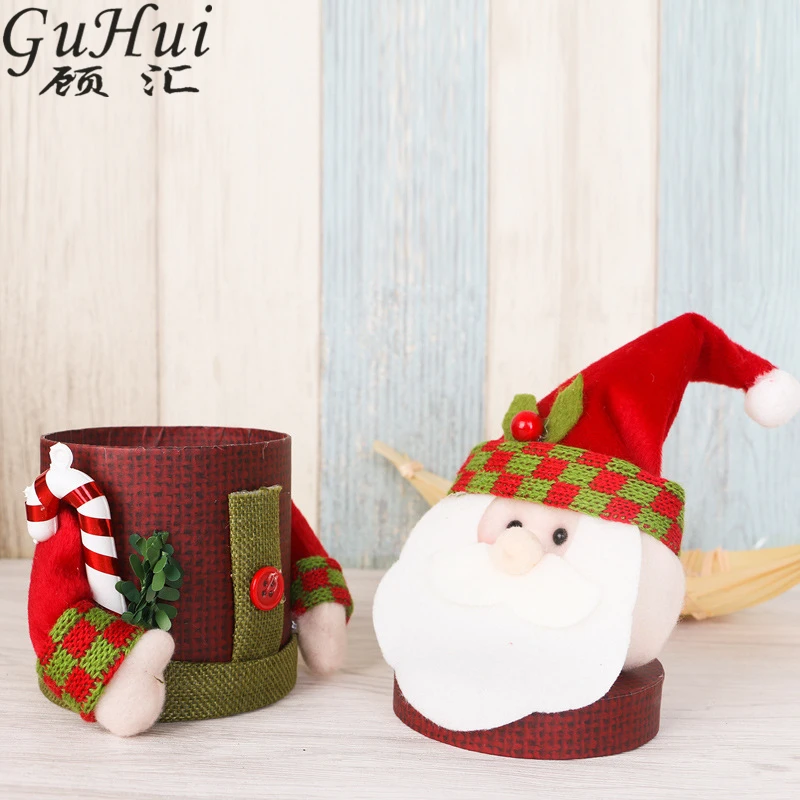 2 шт. рождественские украшения льняная Подарочная коробка милый шарф Санта Клаус