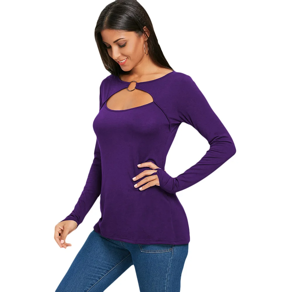 VESTLINDA футболка с длинным рукавом без пальцев вырезом спереди фиолетовая Женская