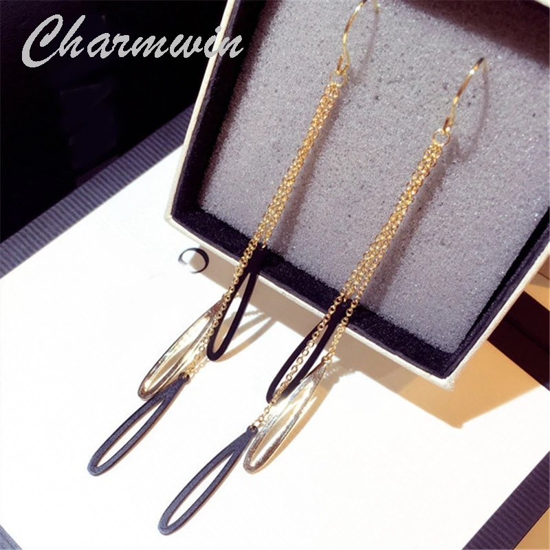 Charmwin Новые длинные модные серьги кисточкой для женщин преувеличенный Висячие