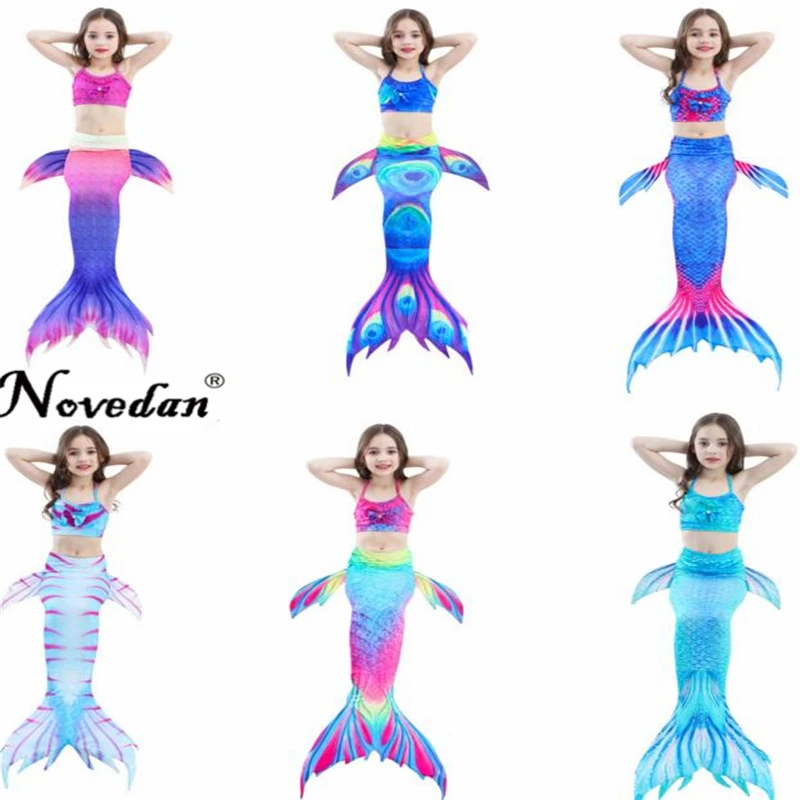 Новинка 2018 купальник с хвостом русалки комплект бикини для девочек детский