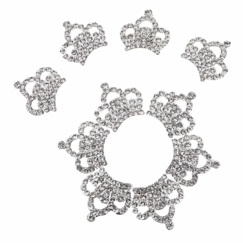 10x серебряное Кристальное украшение в форме короны рукоделие 23x23mm|crown