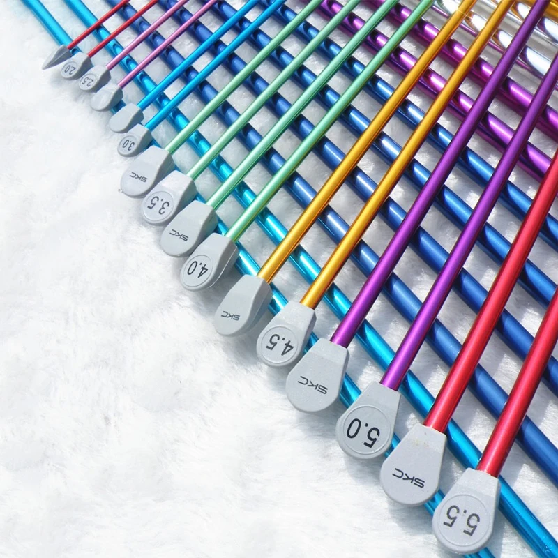 LMDZ 15 Sizes 30Pcs/Set 35cm Single Pointed Knitting Needles Pins Straight Aluminum DIY Weaving Tool 2.0mm-12mm