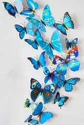 blue 12 шт. ПВХ 3d бабочка домашний декор маленькая Европа милые цветные настенные наклейки красные Переводные картинки с бабочками украшения - Цвет: blue