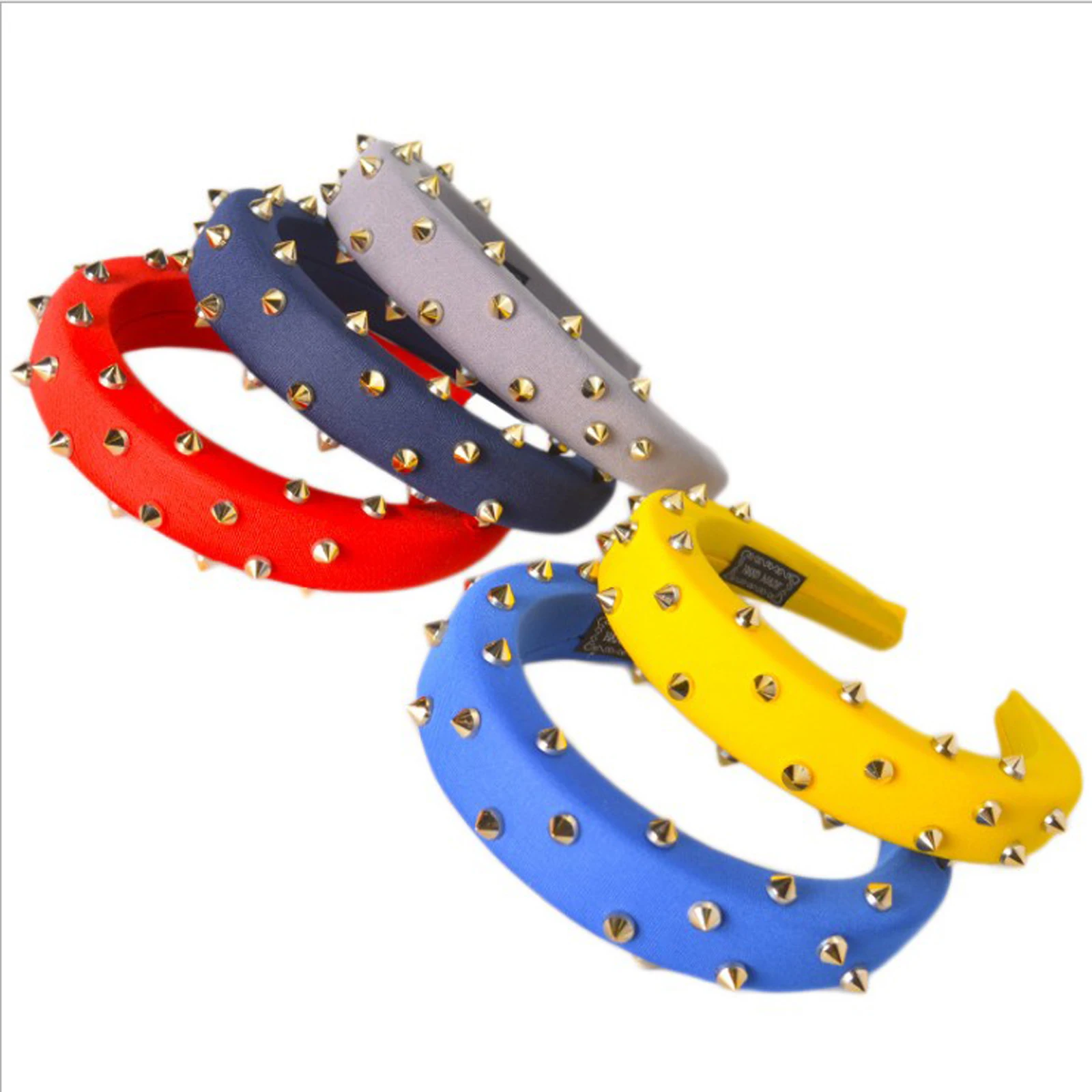 Модные толстые бархатные повязки на голову для женщин, новинка, широкие боковые блестящие заклепки, инкрустационные повязки на голову, элегантные аксессуары для волос для девочек, тюрбан