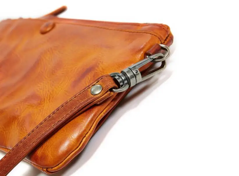 

Wax leather cow skin folder zip wallet card holders for women