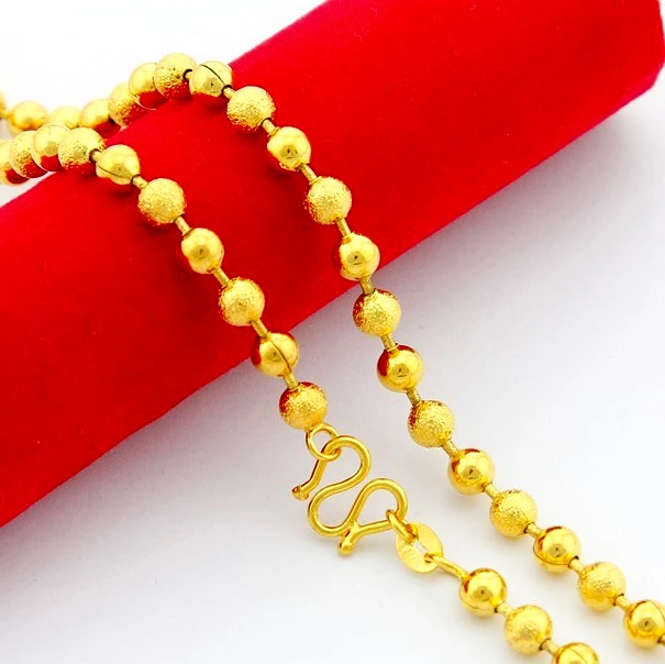 Золото 24 K вакуумное покрытие 5 0 мм ширина нанизанные бусины цепь для женщин 2014