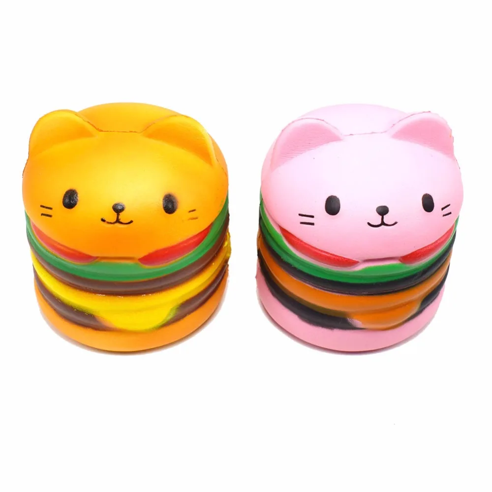 AOSST Squishy New Cute Kawaii Soft Jumbo Cartoon Cat Hamburger Scented Slow Rising Exquisite Kid Stress Relief Toys | Игрушки и хобби