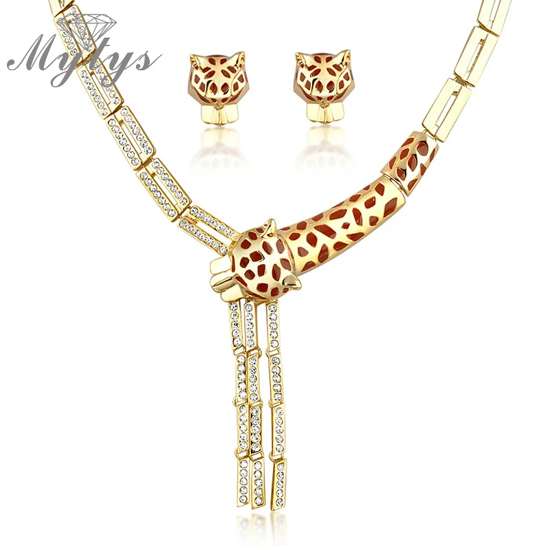 Mytys Наборы украшений в форме животных ожерелье с леопардом и серьги наборы Мода GP