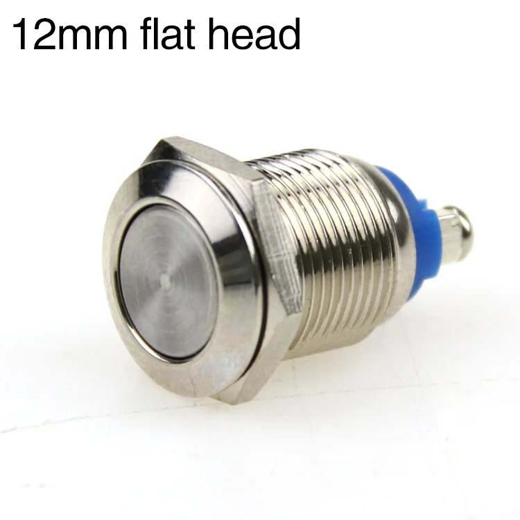 12mm flat head Высокое качество 12MM16MM19MM22MM металлический кнопочный переключатель кнопка сброса дверной звонок винт Переключения pin водонепроницаемый - Цвет: 12mm flat head