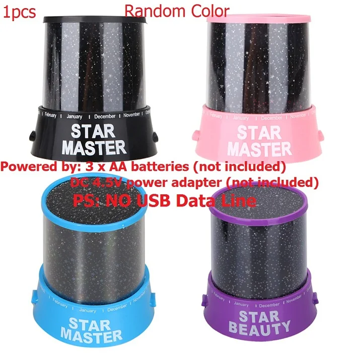 color random Романтический Звездное небо светодиодный проектор лампа USB ночной Светильник креативные световые украшения для вечеринок вращающаяся настольная лампа детские игрушки подарки - Испускаемый цвет: color random