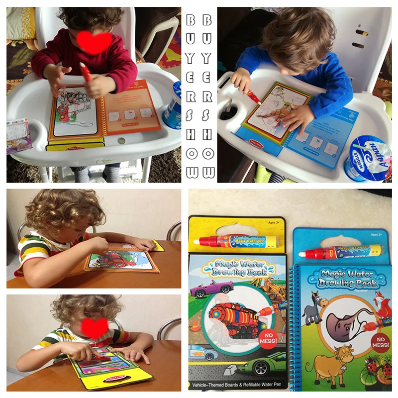 6 цветов Волшебная книга для рисования водой раскраска граффити с волшебной