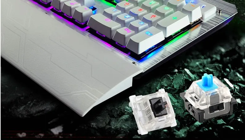 Профессиональная механическая клавиатура с проводным usb-портом, синий переключатель, металлическая панель, светодиодный, Teclado, геймерская клавиатура, против привидения, русская наклейка