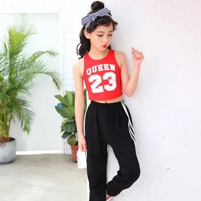 

4-16Y Children Sequins Set Jazz Dance Costumes Girls Modern Hip Hop Set Kids Dance Clothes 2pcs Girl Performance Stage Clothing