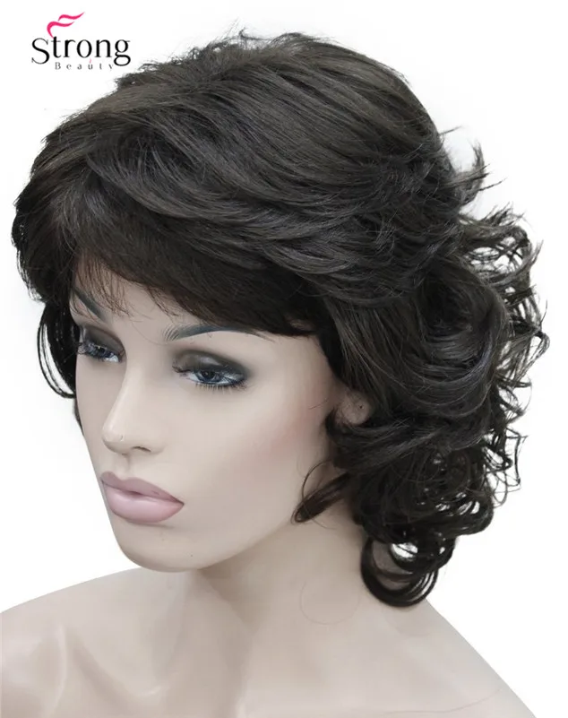 StrongBeauty короткие взъерошенные кудри коричневый, рыжий, блонд полный синтетические парики выбор цвета
