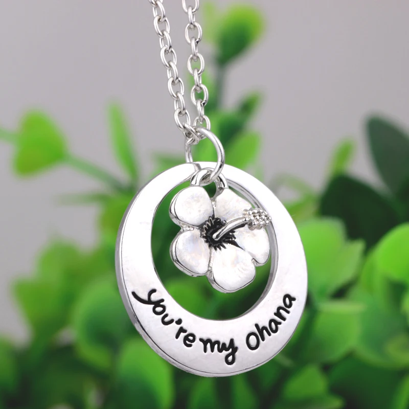 N215 you are my ohana Модные женские ювелирные изделия покрытые серебряными буквами