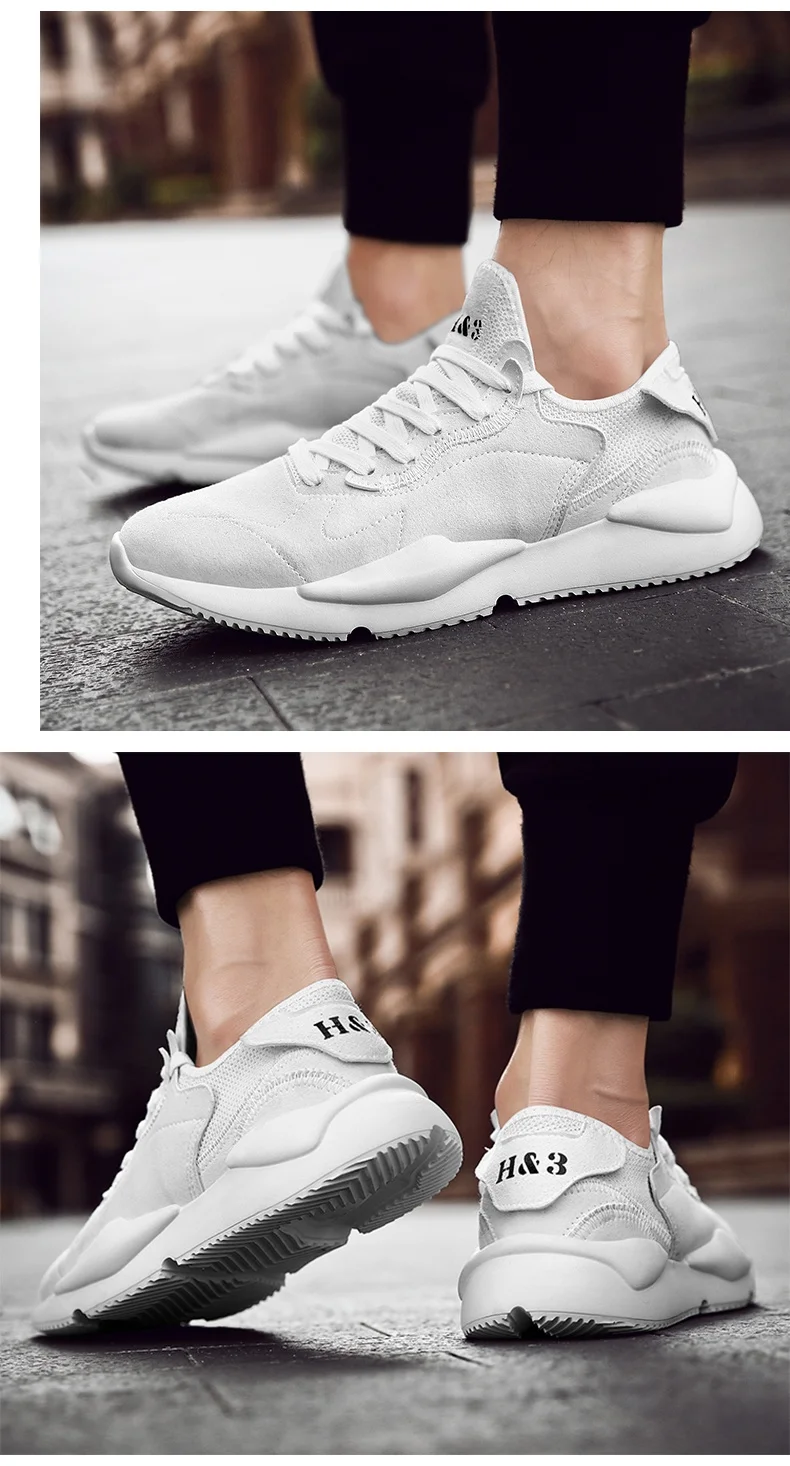 Stylish Color Scheme Men Sneakers Breathalbe Leather Running Shoes For Men Comfortable Khaki Traveling Walking Sport Shoes