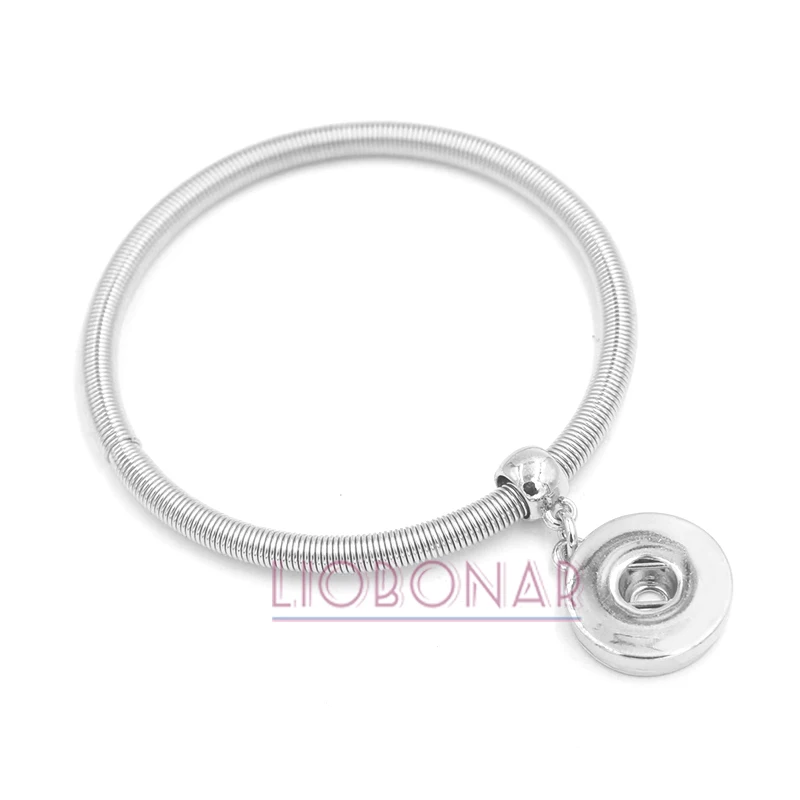 

10PCS Wholesale 18mm Button Snap Pendant Adjustable Expandable Elastic Snap Bracelets for women jewelry Pulsera Bijoux