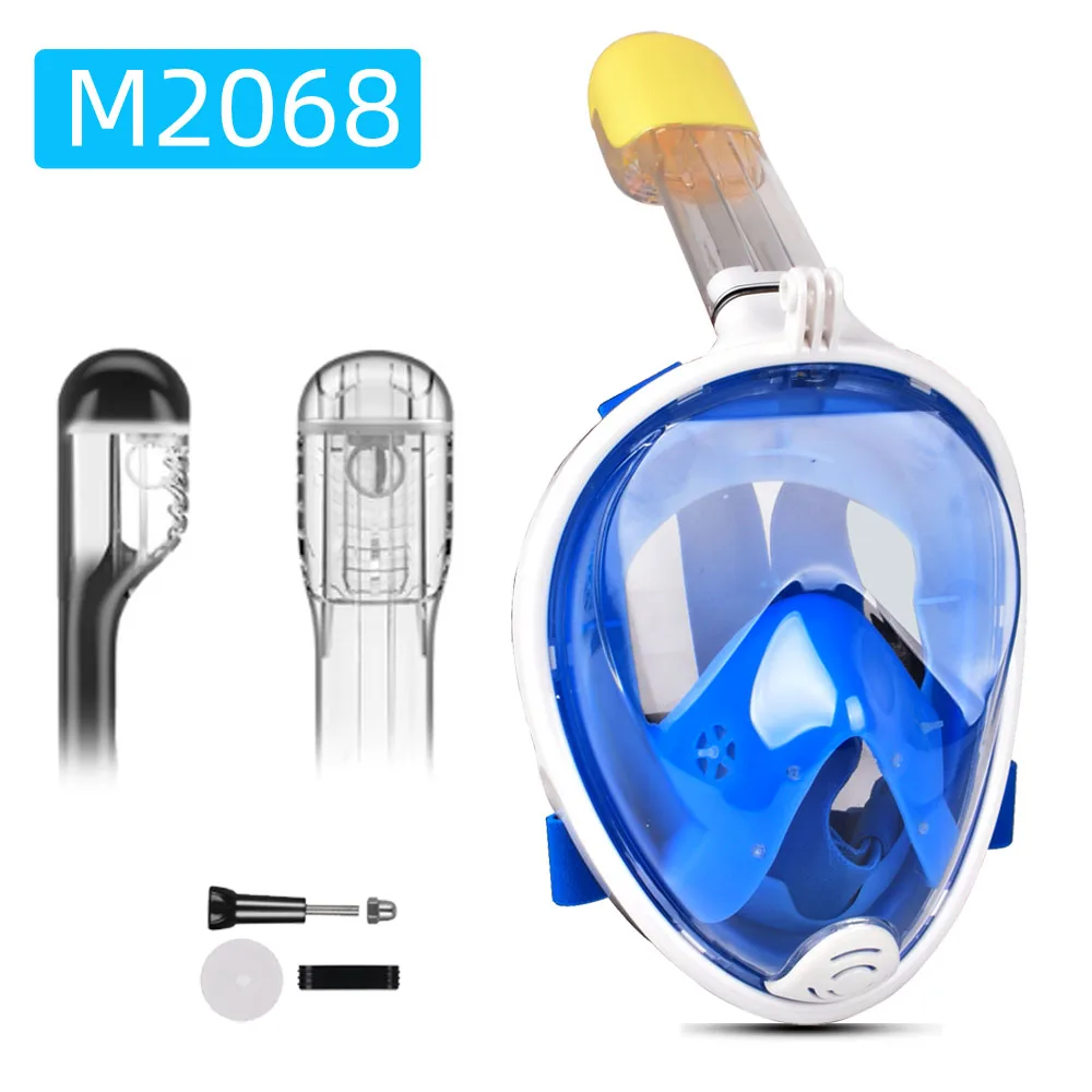 M2068 Blue Новая Smaco маска для подводного плавания с полным лицом, набор для подводного плавания, тренировочная маска для подводного плавания Mergulho, маска для подводного плавания для камеры Gopro - Цвет: M2068 Blue