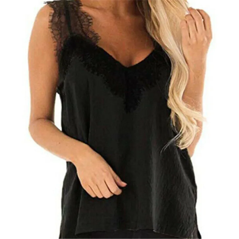 Trendy Women clothes Lace Sleeveless Casual Slim Tank Tops V-neck backless pullover Polyester Vest one pieces |